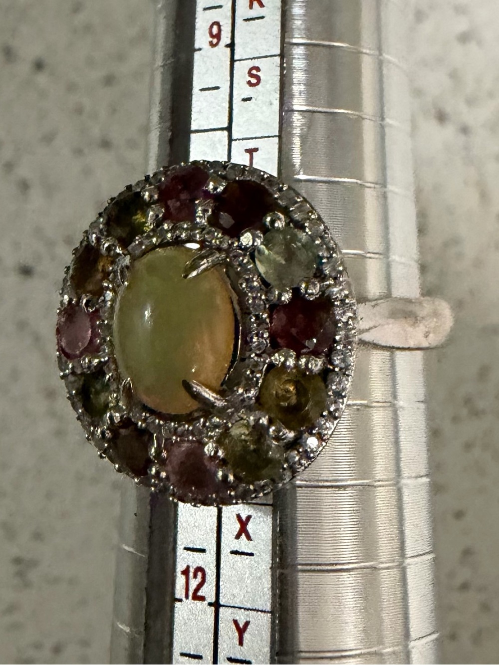 Carol Brodie Sterling Silver Fire Opal Tourmaline Ring size 10 - Picture 4 of 4